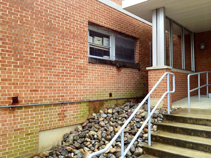 brick with steps pressure washing before